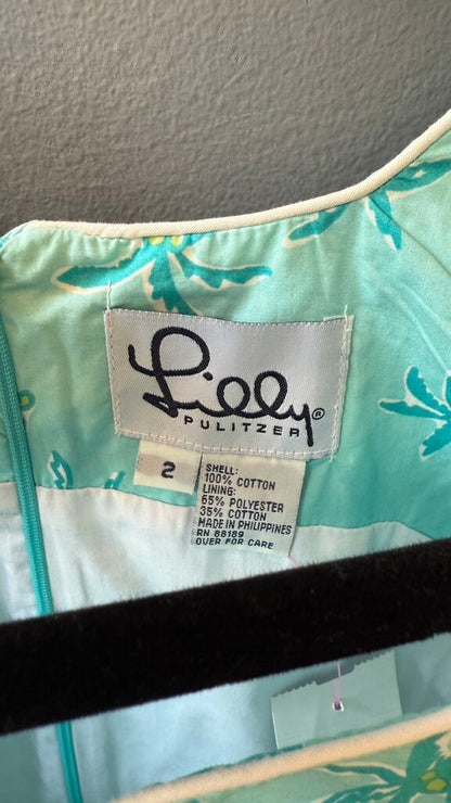 Vintage Palm Tree Sailboat Shift Dress