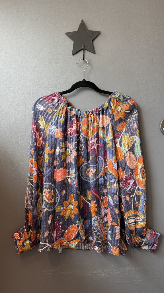 Paisley Floral Tie Back Blouse