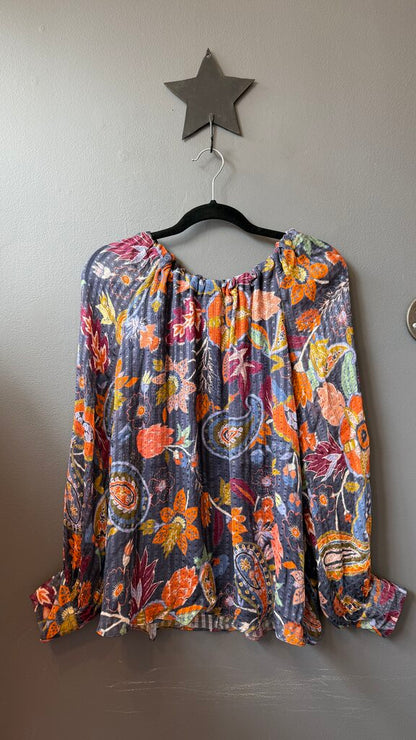 Paisley Floral Tie Back Blouse
