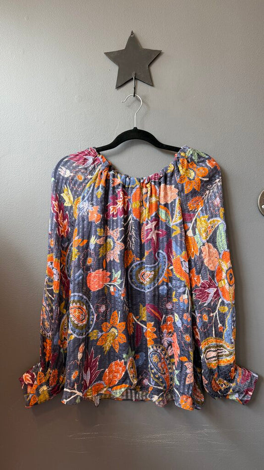 Paisley Floral Tie Back Blouse