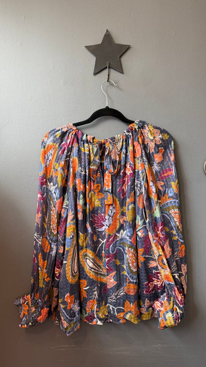 Paisley Floral Tie Back Blouse