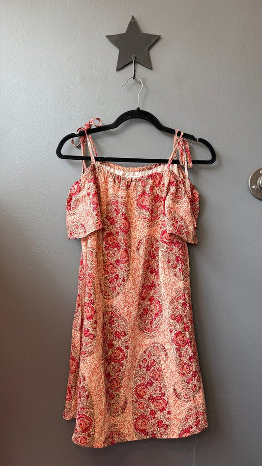 Silk Paisley Off the Shoulder Dress