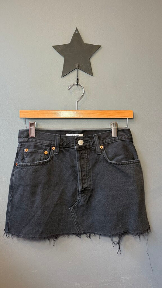 Raw Hem 90s Mini Denim Skirt