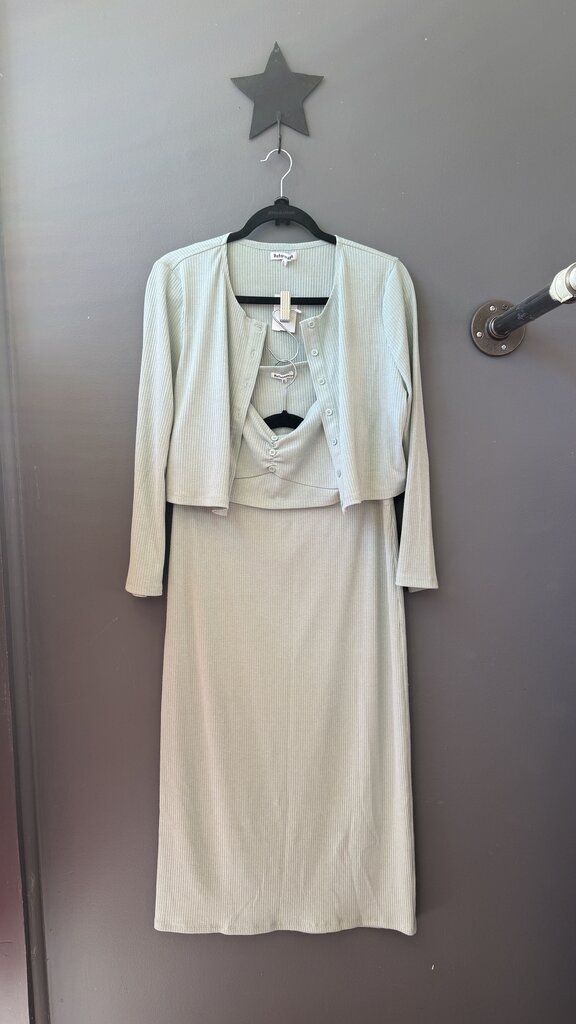 Ribbed Knit Midi Skirt + Top Set