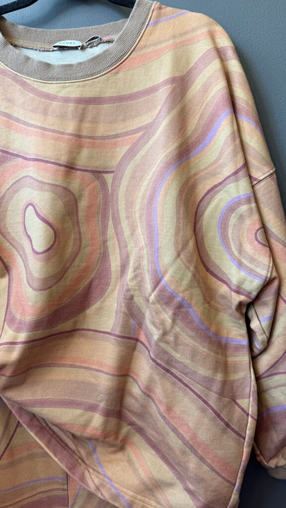 Marble Print Sweatshirt + Pants Set