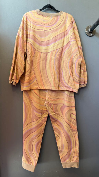 Marble Print Sweatshirt + Pants Set