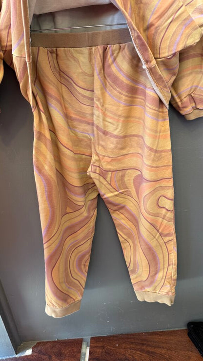 Marble Print Sweatshirt + Pants Set