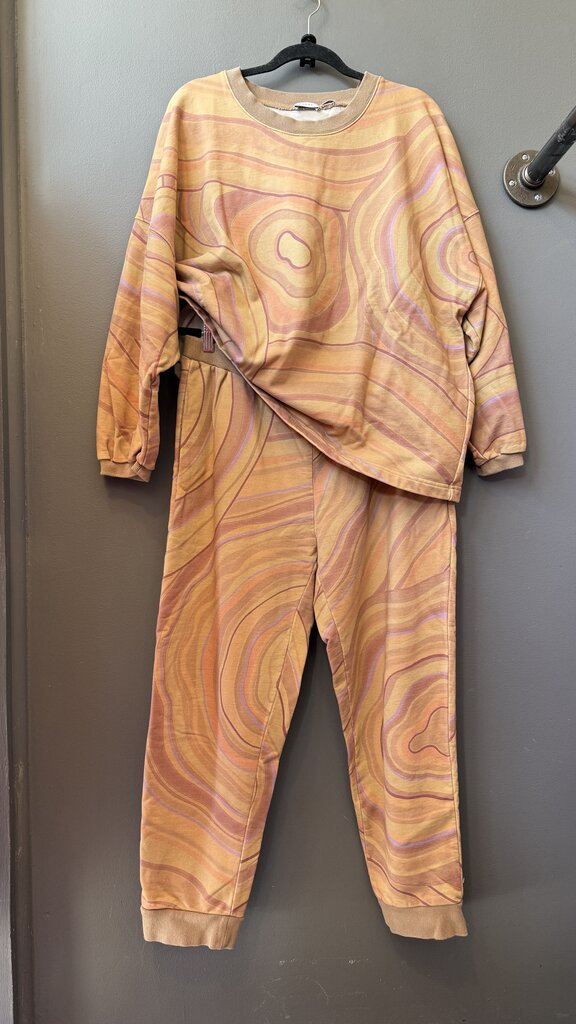 Marble Print Sweatshirt + Pants Set