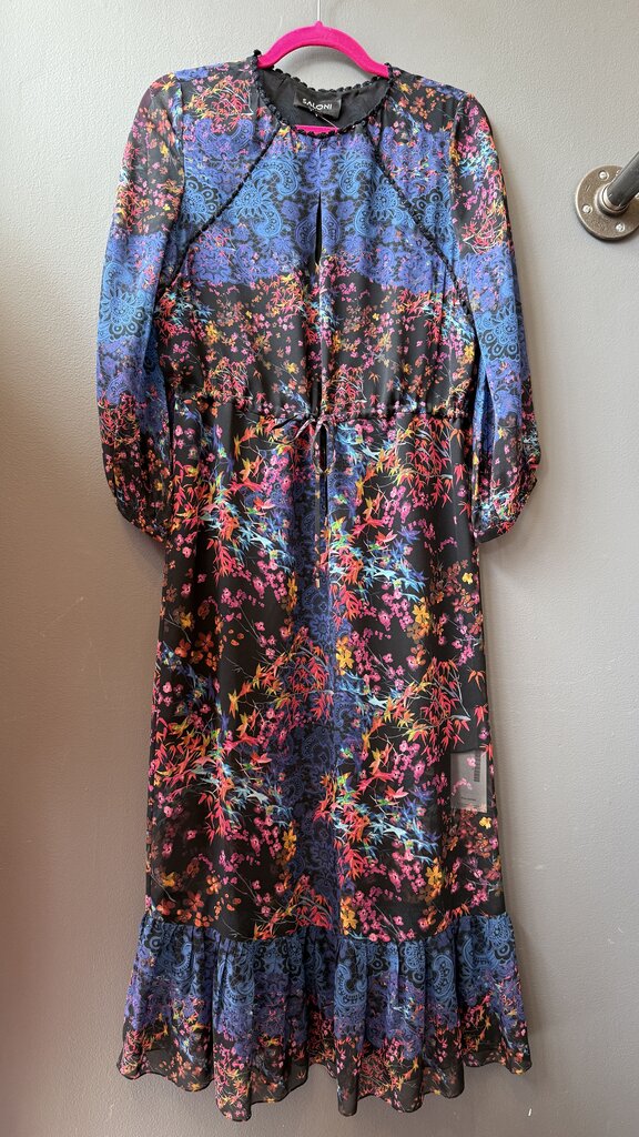 Floral Drawstring Waist Midi Dress