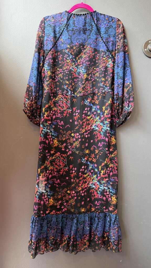 Floral Drawstring Waist Midi Dress