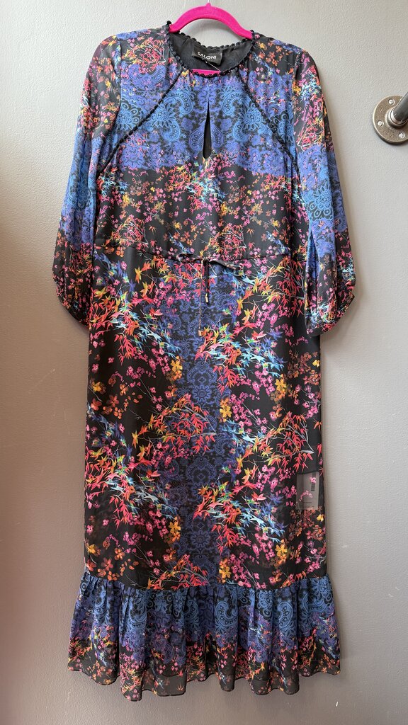 Floral Drawstring Waist Midi Dress