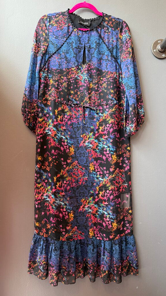 Floral Drawstring Waist Midi Dress