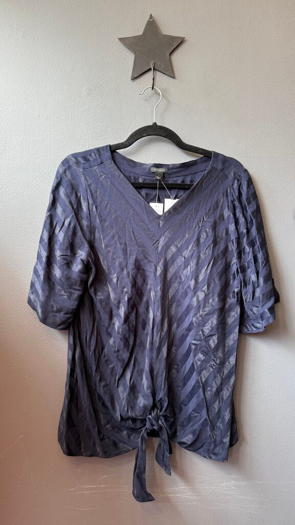 Stripe Satin Tie Front Blouse