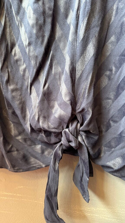 Stripe Satin Tie Front Blouse