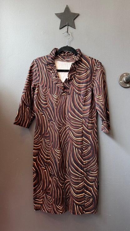 Ponte Knit Ruffle Neck Sheath Dress