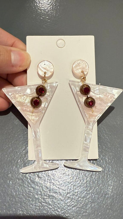 Acrylic Martini Glass Earrings