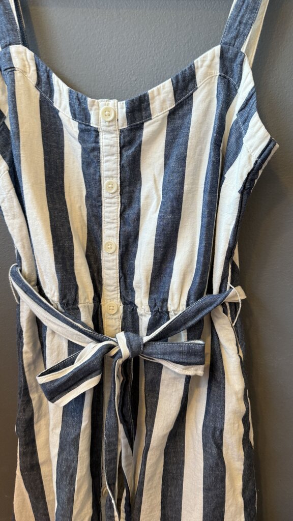 Cotton Linen Stripe Midi Shirtdress