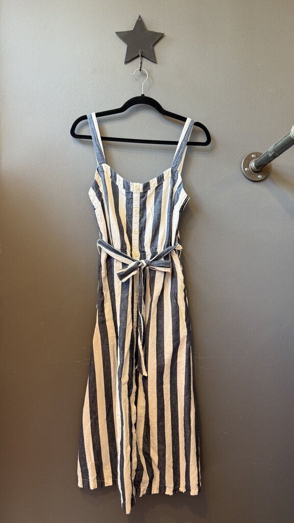 Cotton Linen Stripe Midi Shirtdress