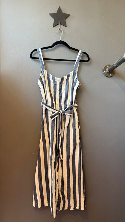 Cotton Linen Stripe Midi Shirtdress