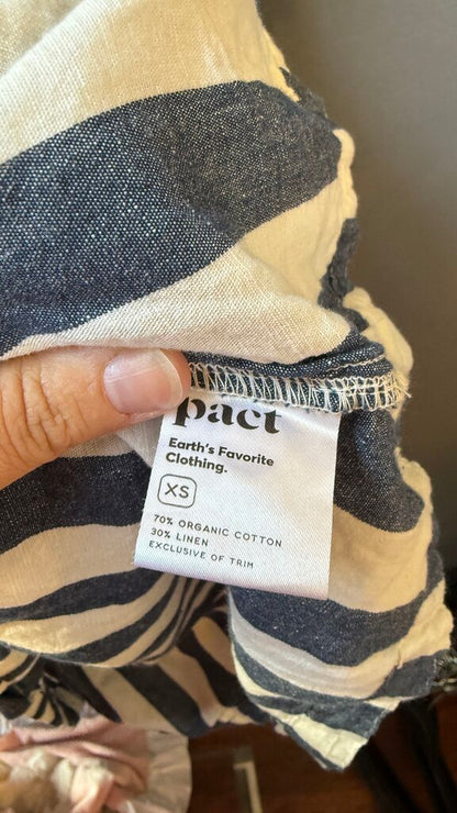 Cotton Linen Stripe Midi Shirtdress