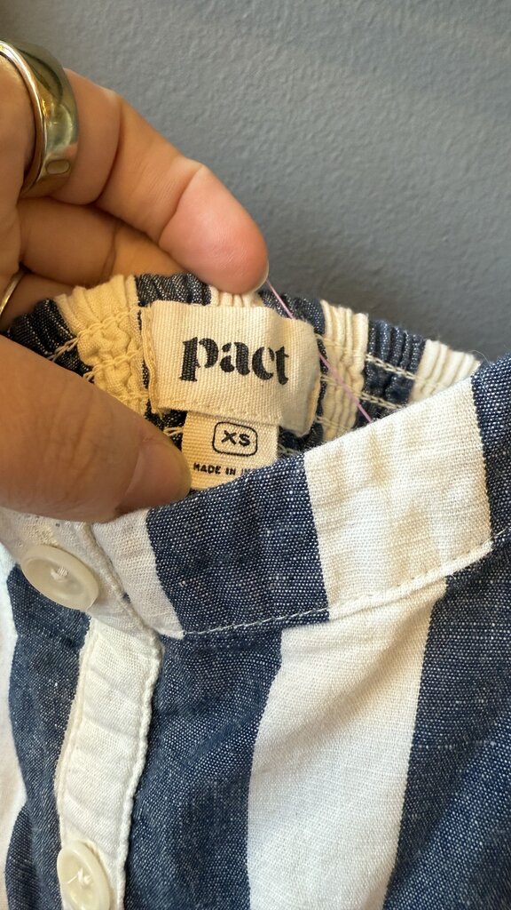 Cotton Linen Stripe Midi Shirtdress