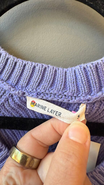 Cotton Ribbed Knit Vneck Sweater