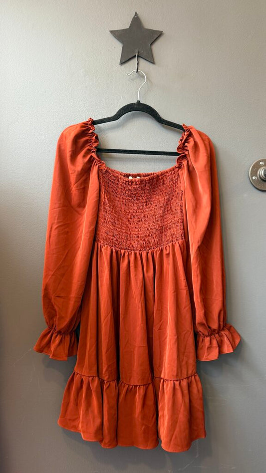 Smocked Satin Mini Dress