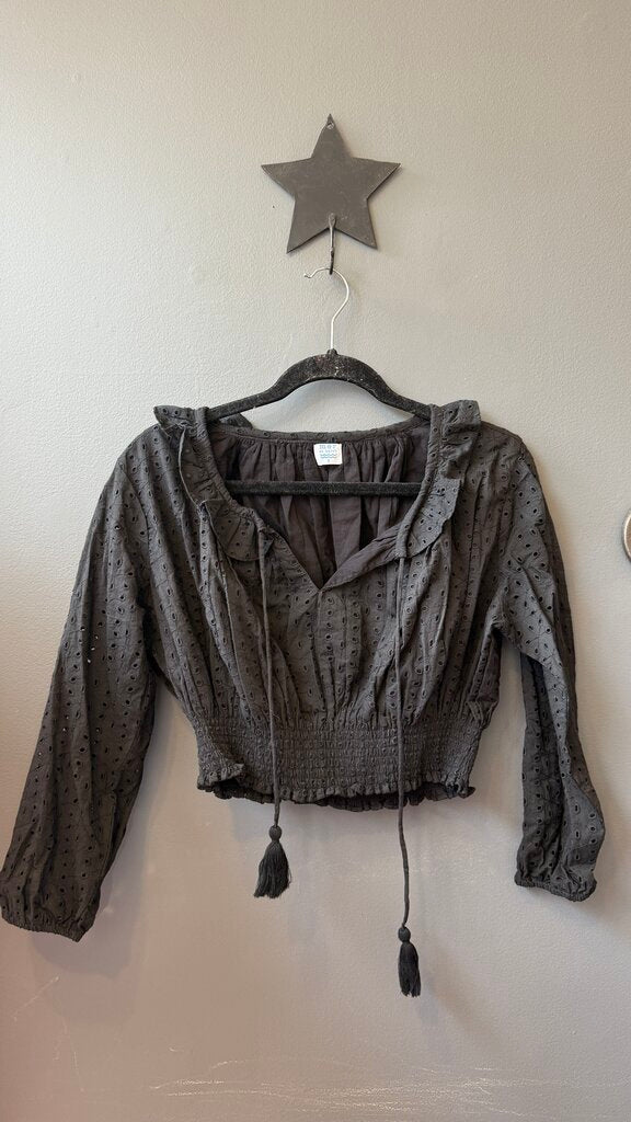 Eyelet Crop Blouse