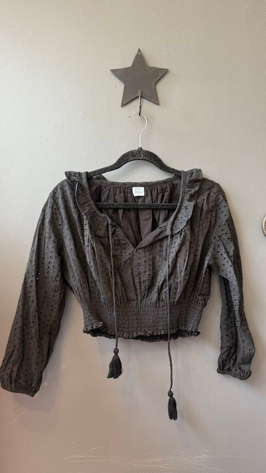 Eyelet Crop Blouse