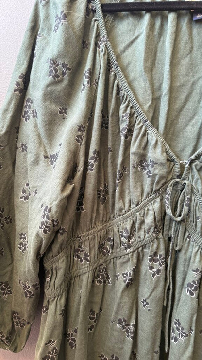 Linen Blend Midi Dress