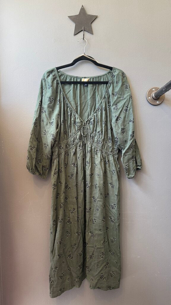 Linen Blend Midi Dress