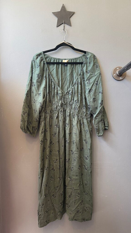 Linen Blend Midi Dress