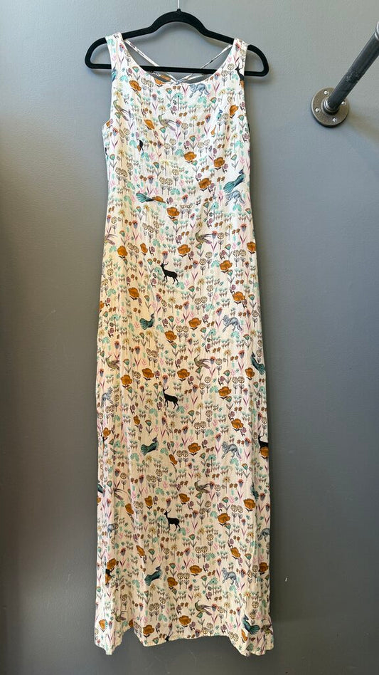 Floral Deer Fox Midi Dress