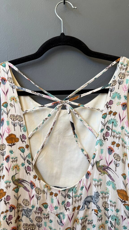 Floral Deer Fox Midi Dress