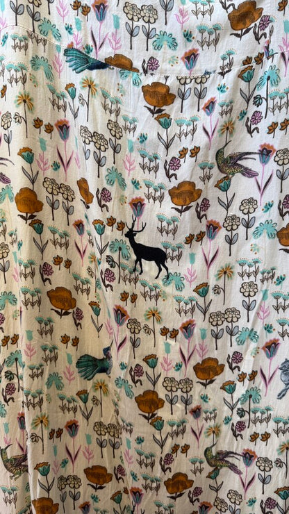 Floral Deer Fox Midi Dress