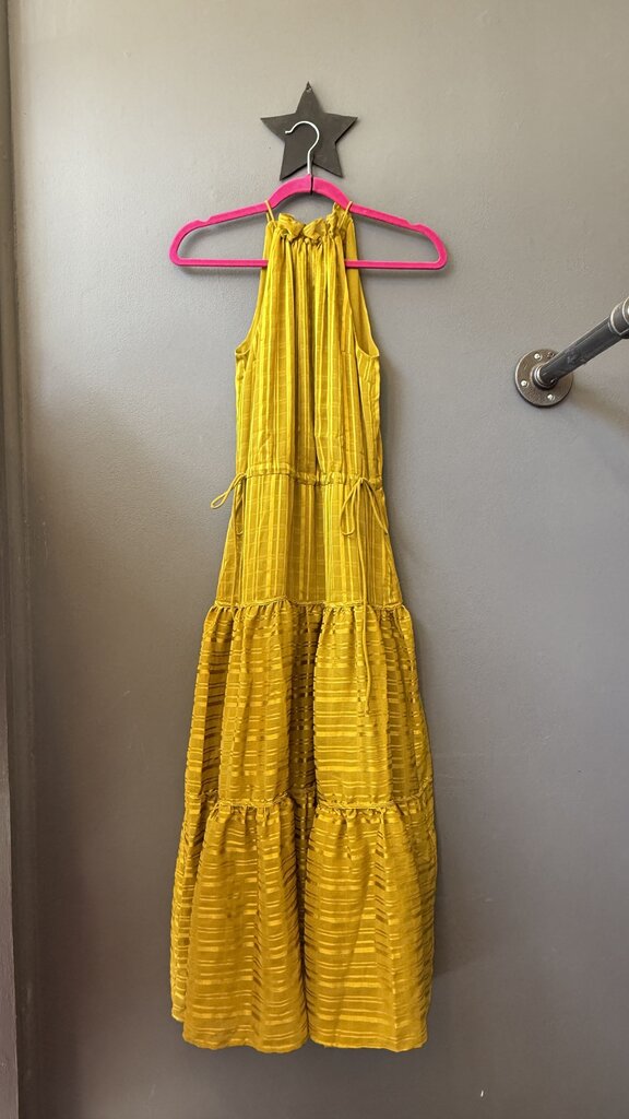 Tiered High Neck Midi Dress