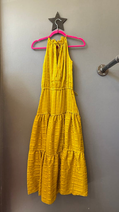 Tiered High Neck Midi Dress