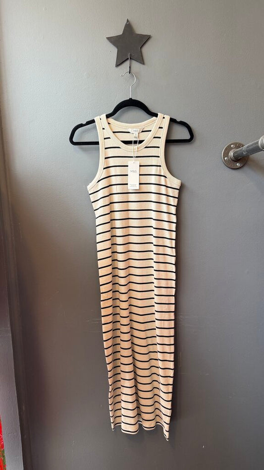 Stripe Ribbed Knit Midi Dress