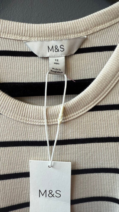 Stripe Ribbed Knit Midi Dress