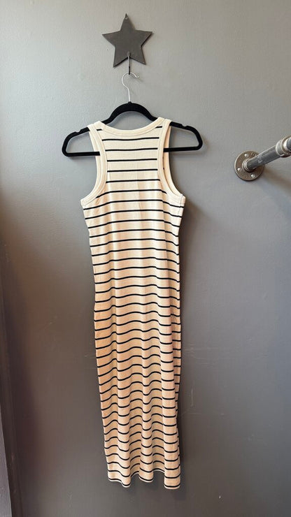 Stripe Ribbed Knit Midi Dress
