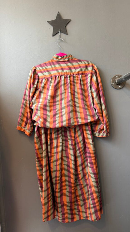 Vintage Stripe Blouse + Midi Skirt Set