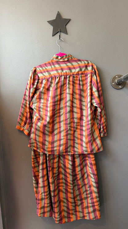 Vintage Stripe Blouse + Midi Skirt Set