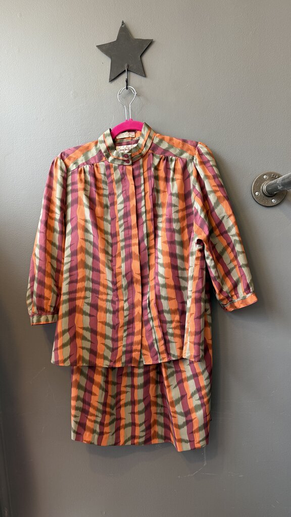 Vintage Stripe Blouse + Midi Skirt Set