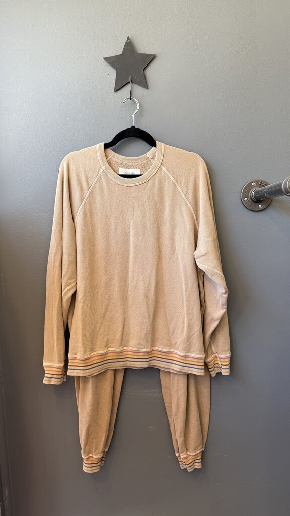 Stripe Trim Crewneck + Joggers