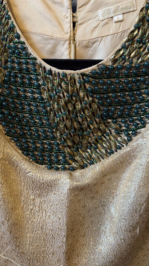 Beaded Metallic Fit Flare Dress