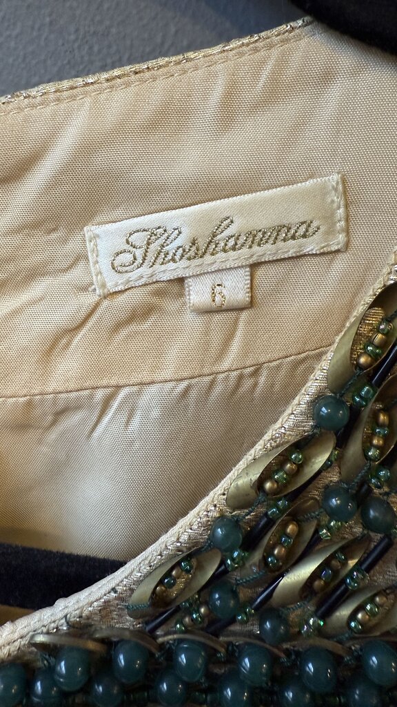 Beaded Metallic Fit Flare Dress