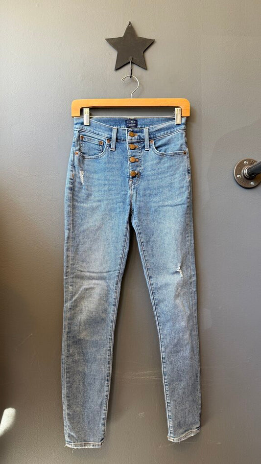 10" High Rise Button Fly Skinny Jeans