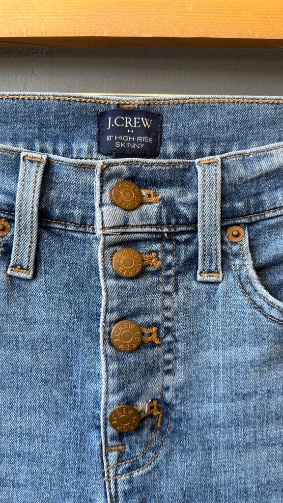 10" High Rise Button Fly Skinny Jeans