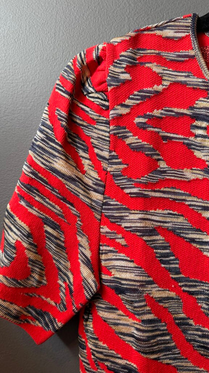 Knit Puff Sleeve Sheath Dress