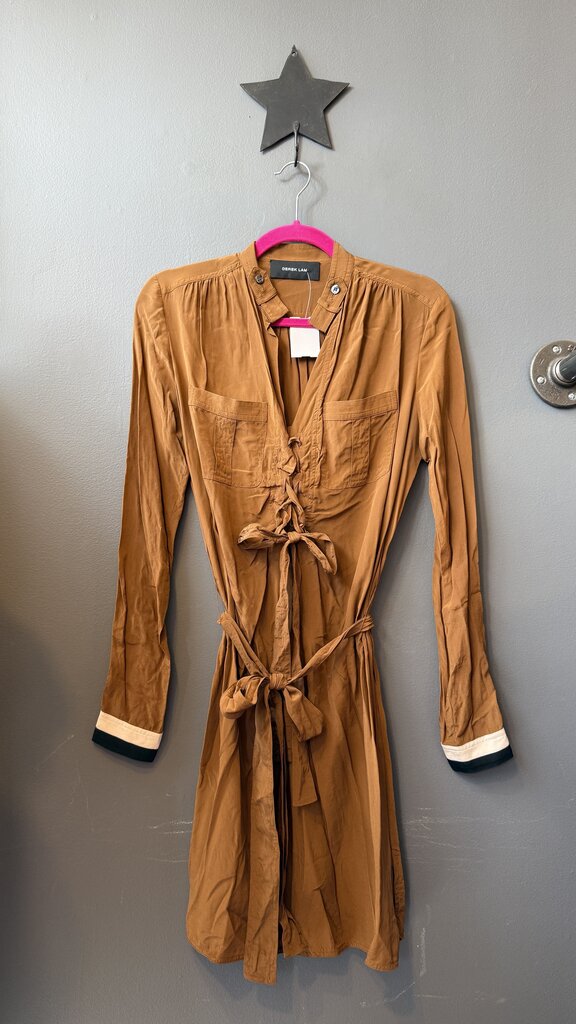 Silk Lace Up Shirtdress